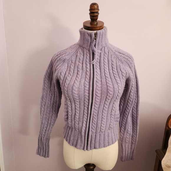 GAP Women's Purple Cable Knit Sweater - Picture 3 of 13